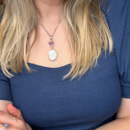 Ciondolo Tormalina Watermelon e Madreperla - Argento 925