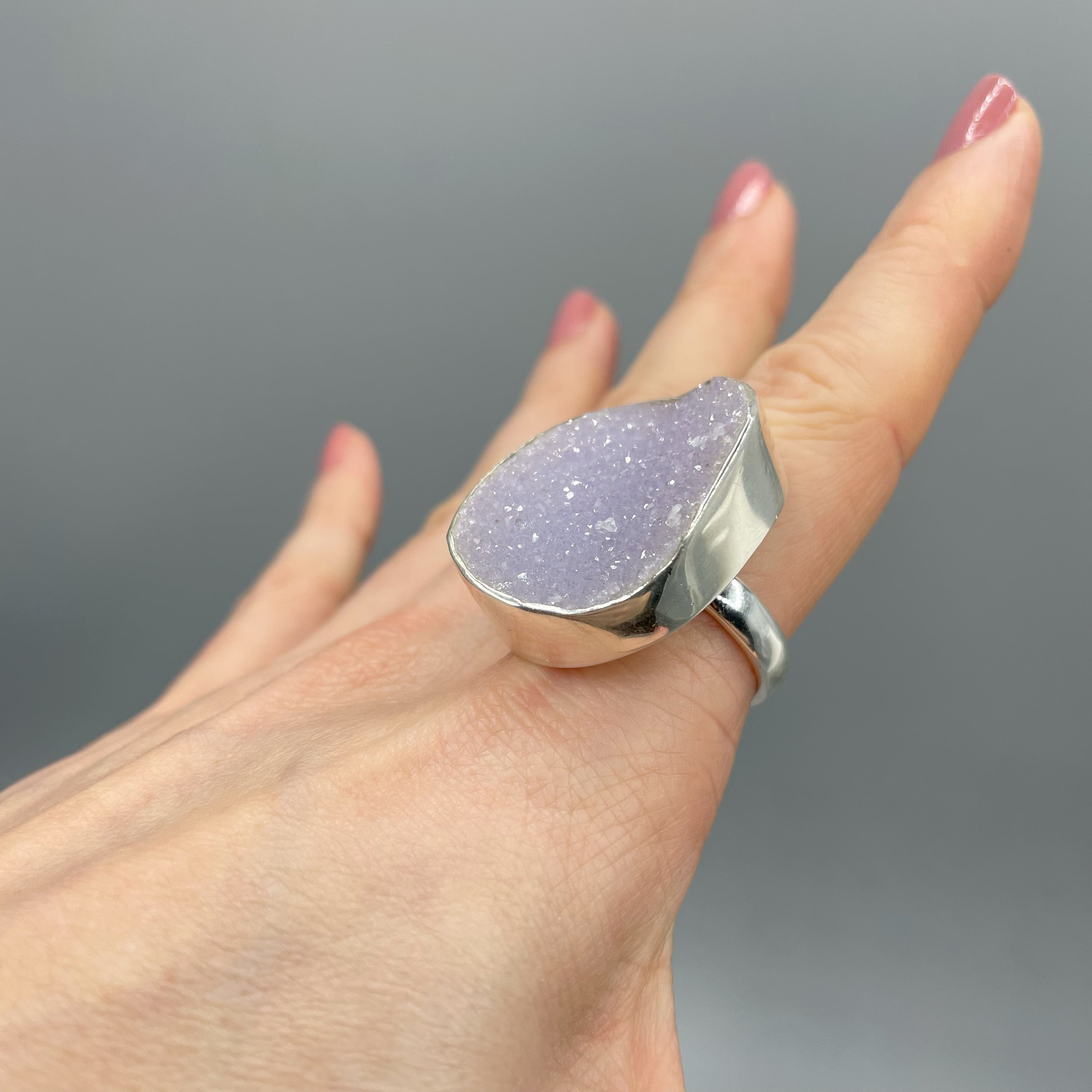 Anello Drusa di Quarzo Lavanda e Argento 925