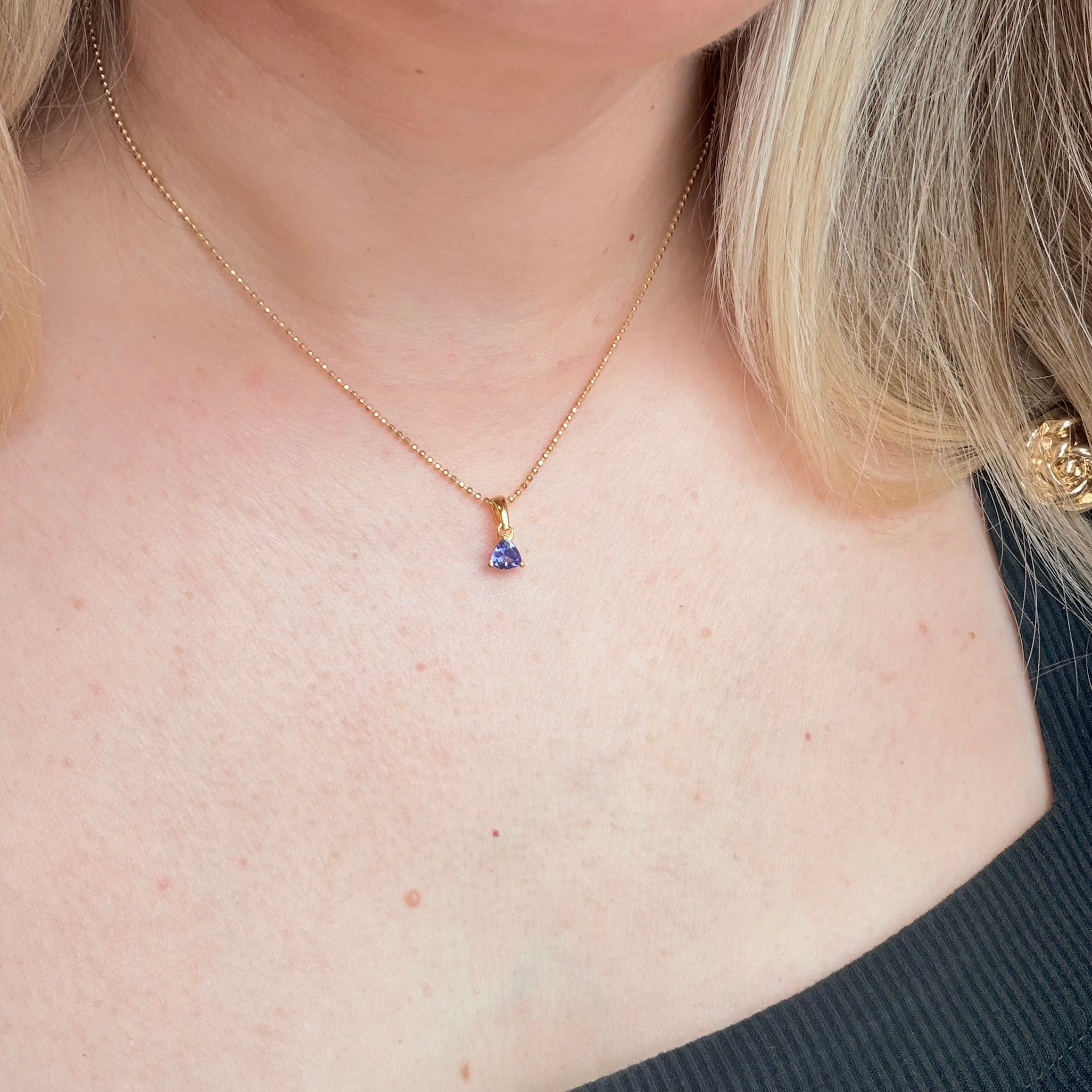 Ciondolo Punto Luce Tanzanite - Argento 925 placcato Oro
