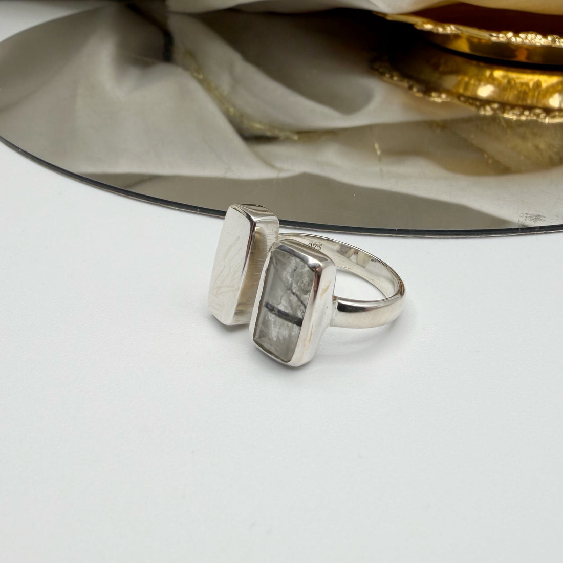 Anello Quarzo Tormalinato e Argento 925