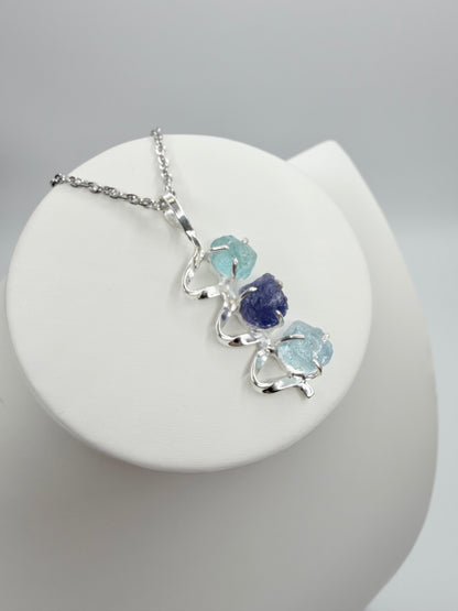 Ciondolo Tanzanite, Apatite, Acquamarina | Argento 925