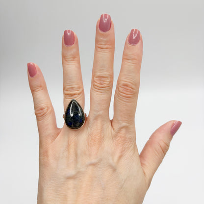 Anello Labradorite a Goccia - Argento 925