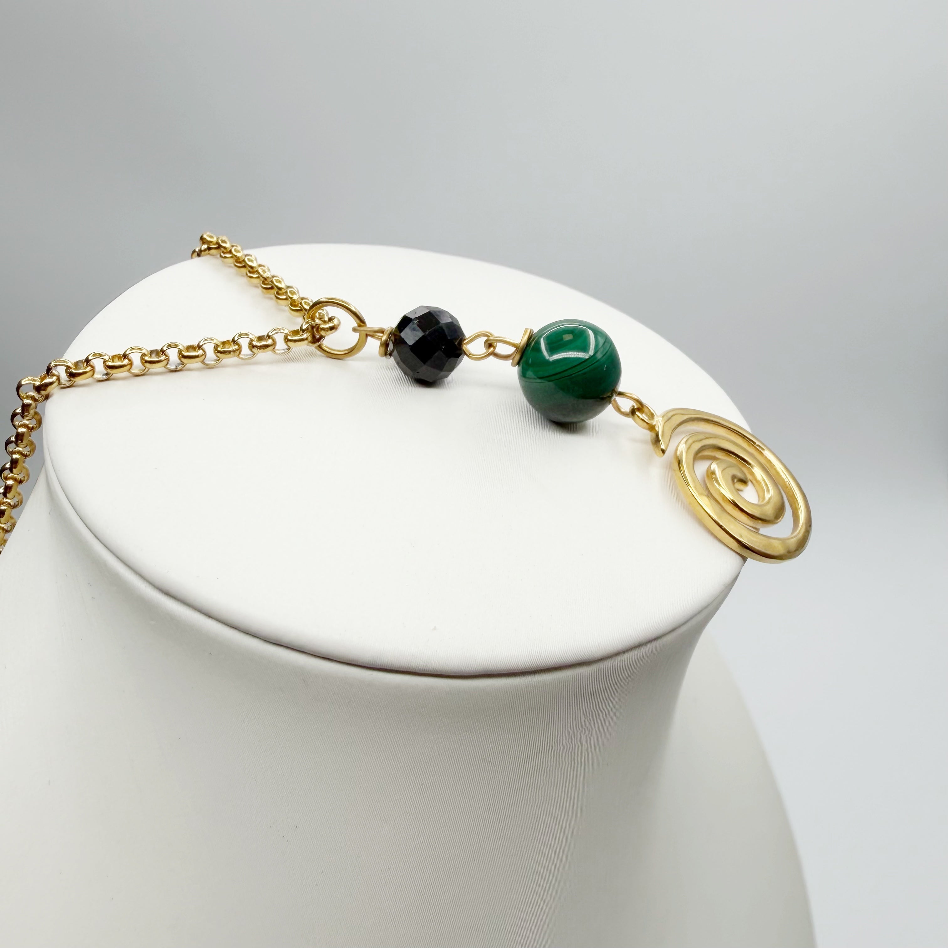 Collana Armonia e Protezione - Tormalina e Malachite - GOLD