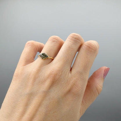 Anello Agata Muschiata | Argento 925 placcato oro 14k - NON REGOLABILE