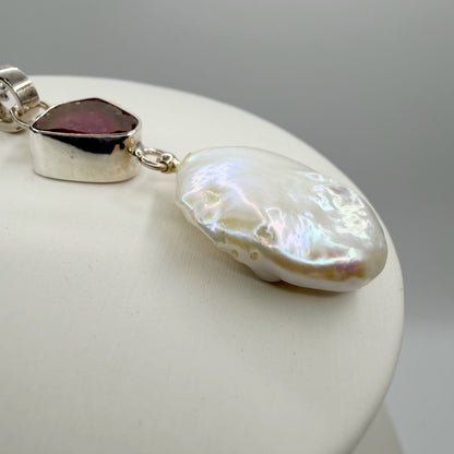 Ciondolo Tormalina Watermelon e Madreperla - Argento 925