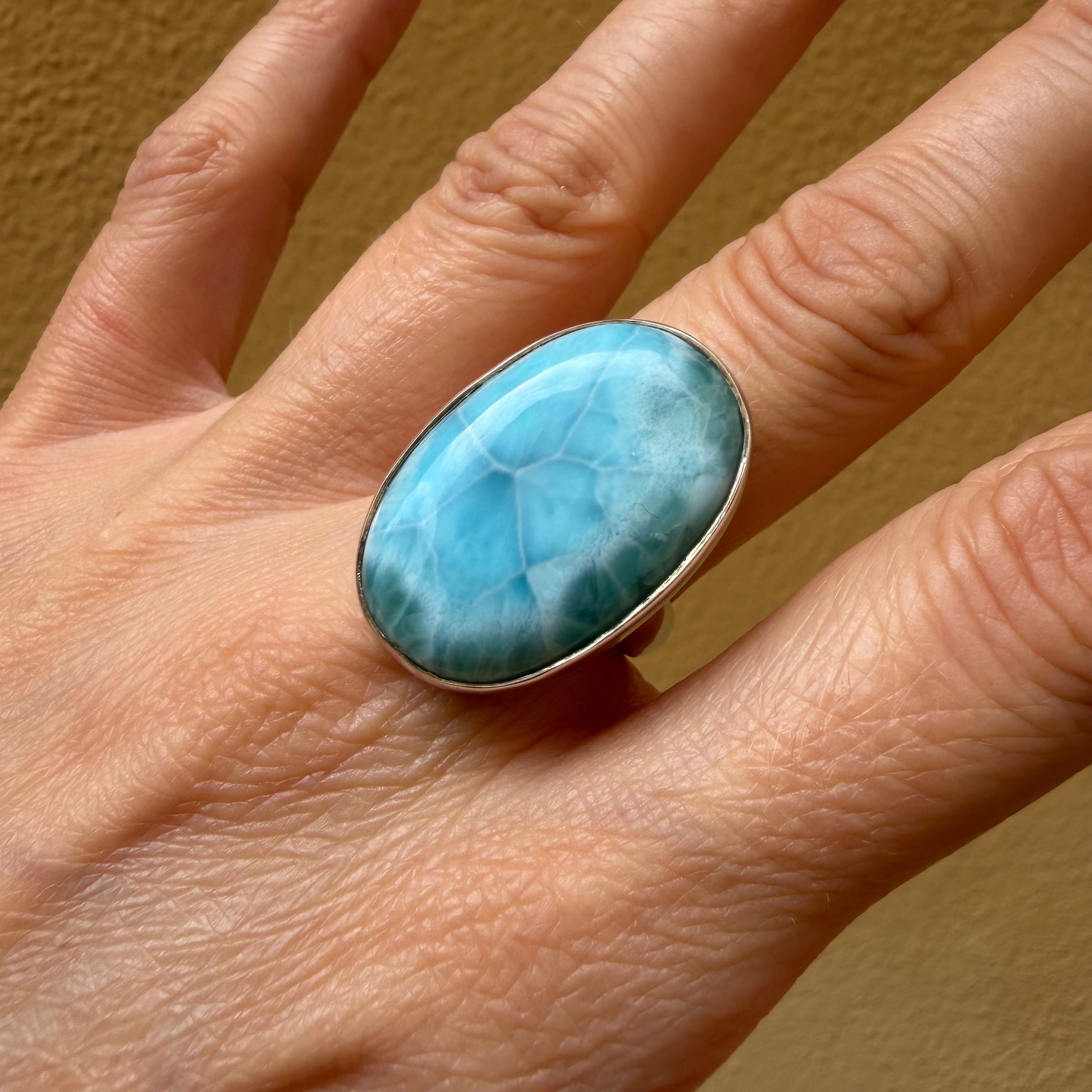Anello Larimar Argento 925 - Ovale grande