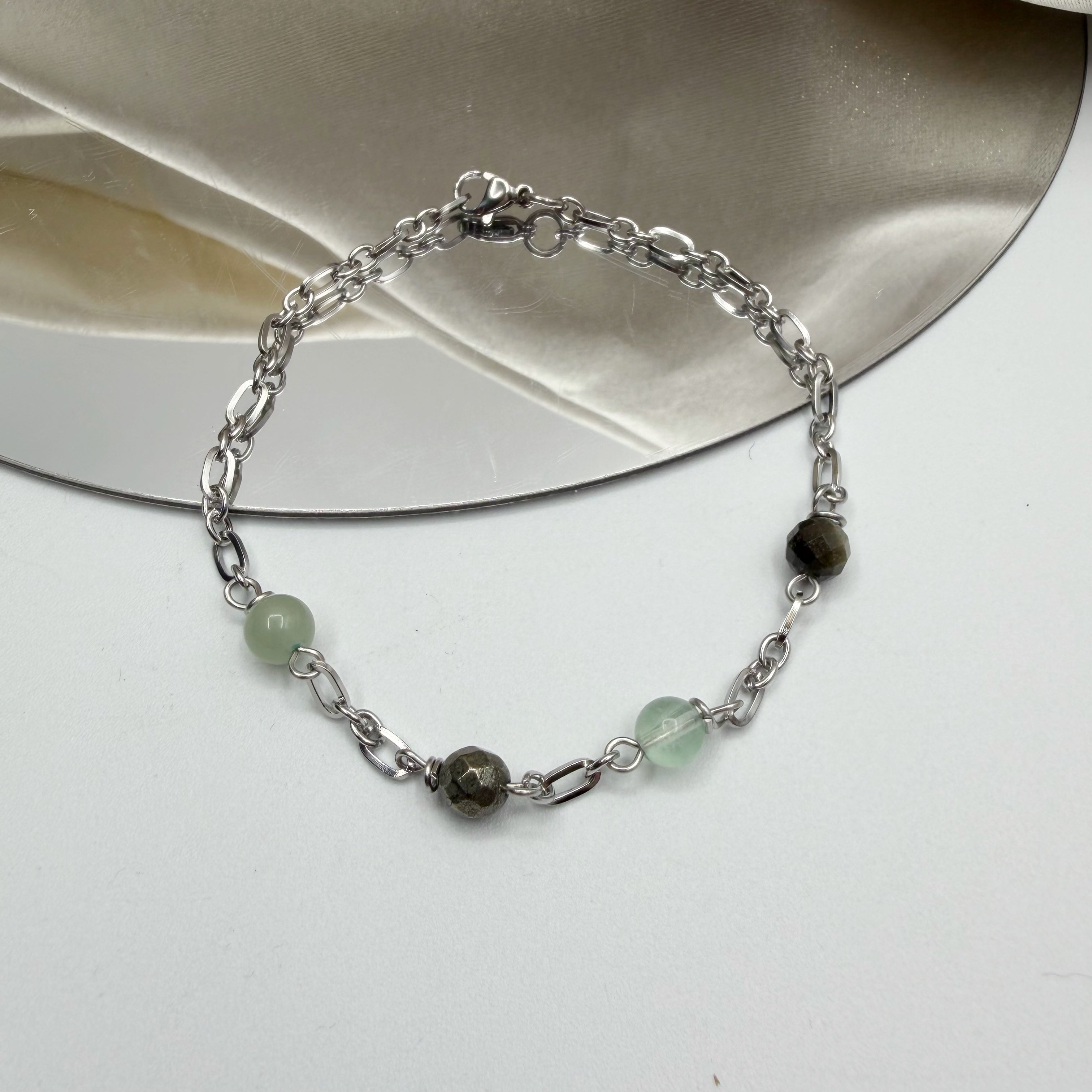 Bracciale Fortuna Magica - pirite, ossidiana, fluorite, avventurina - LIMITED EDITION