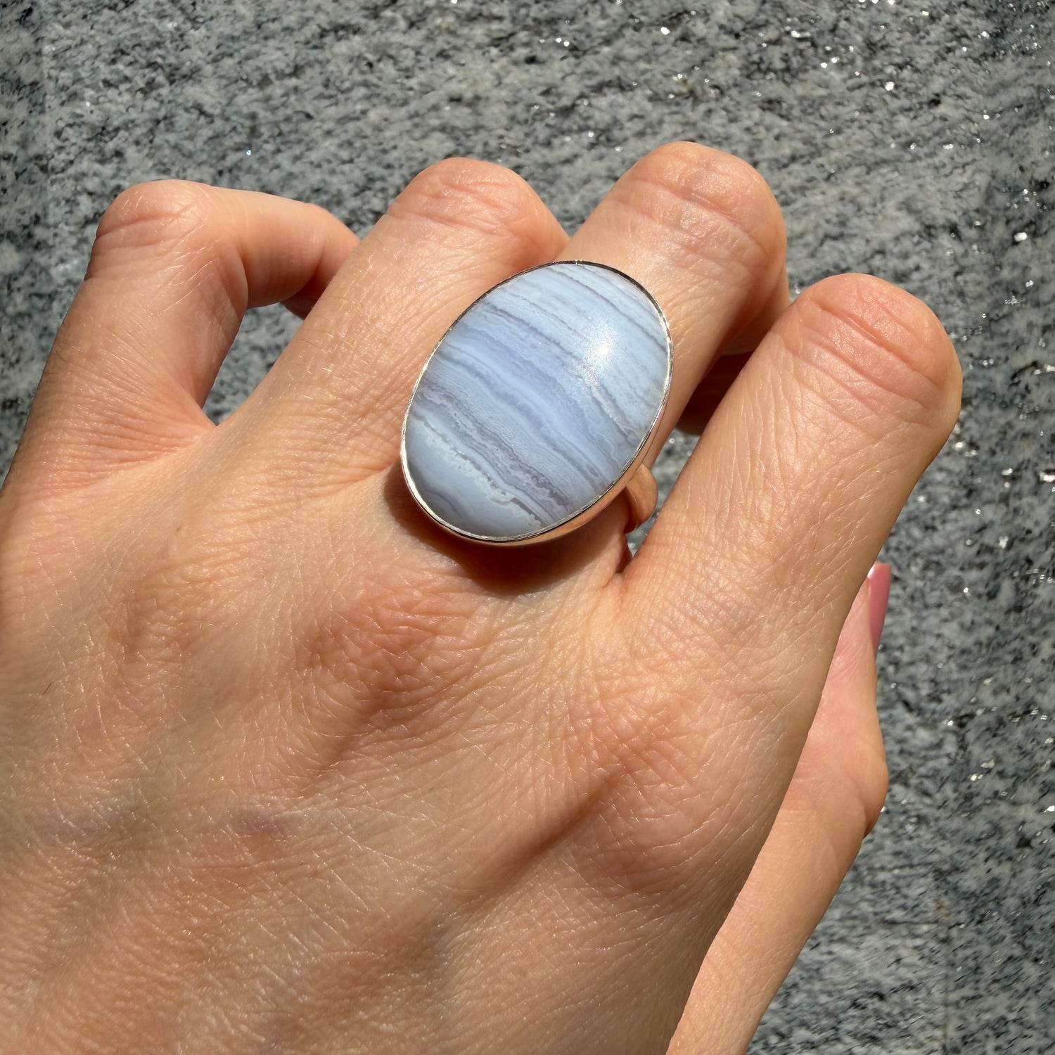Anello Calcedonio e Argento 925