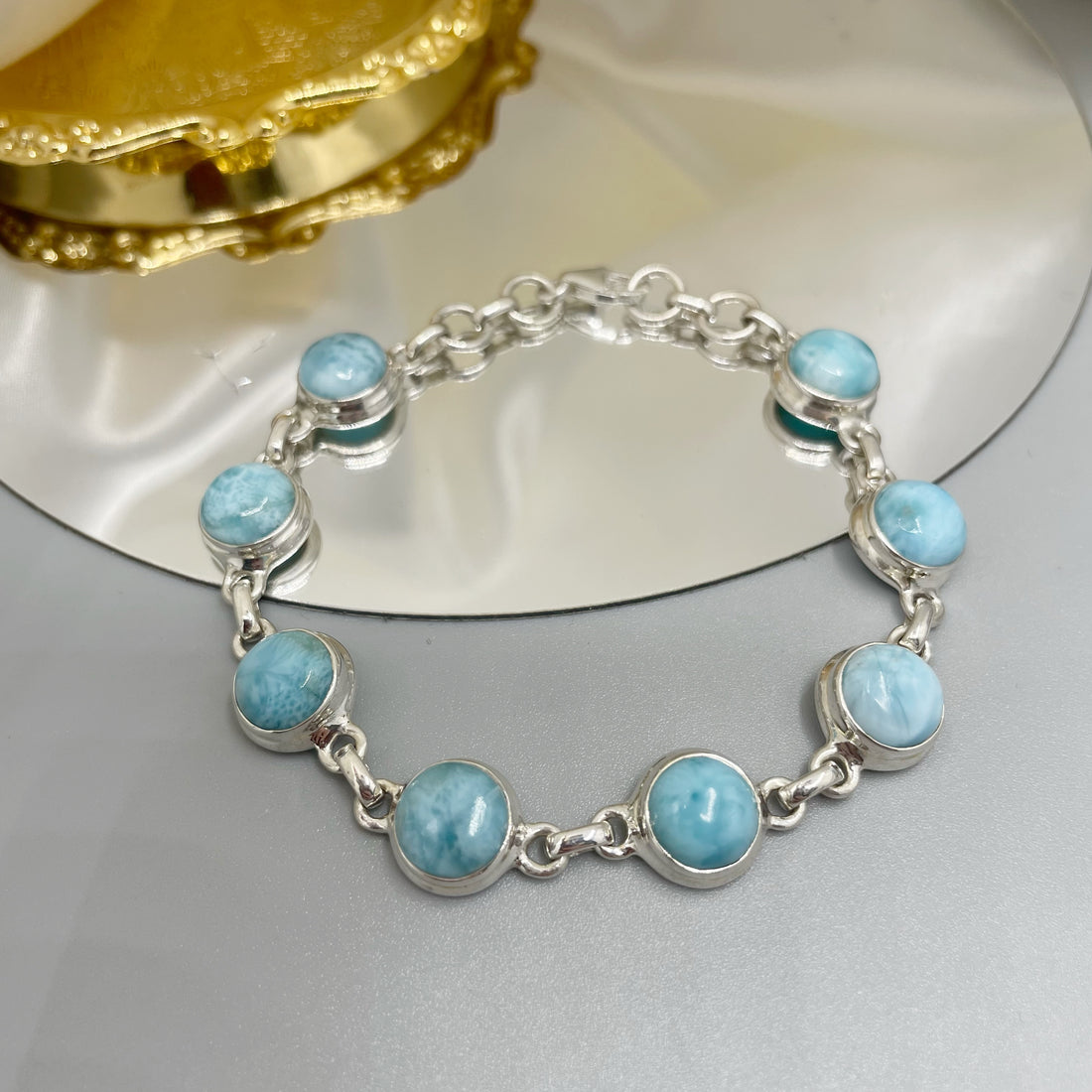 Bracciale Larimar e Argento 925 - tondo