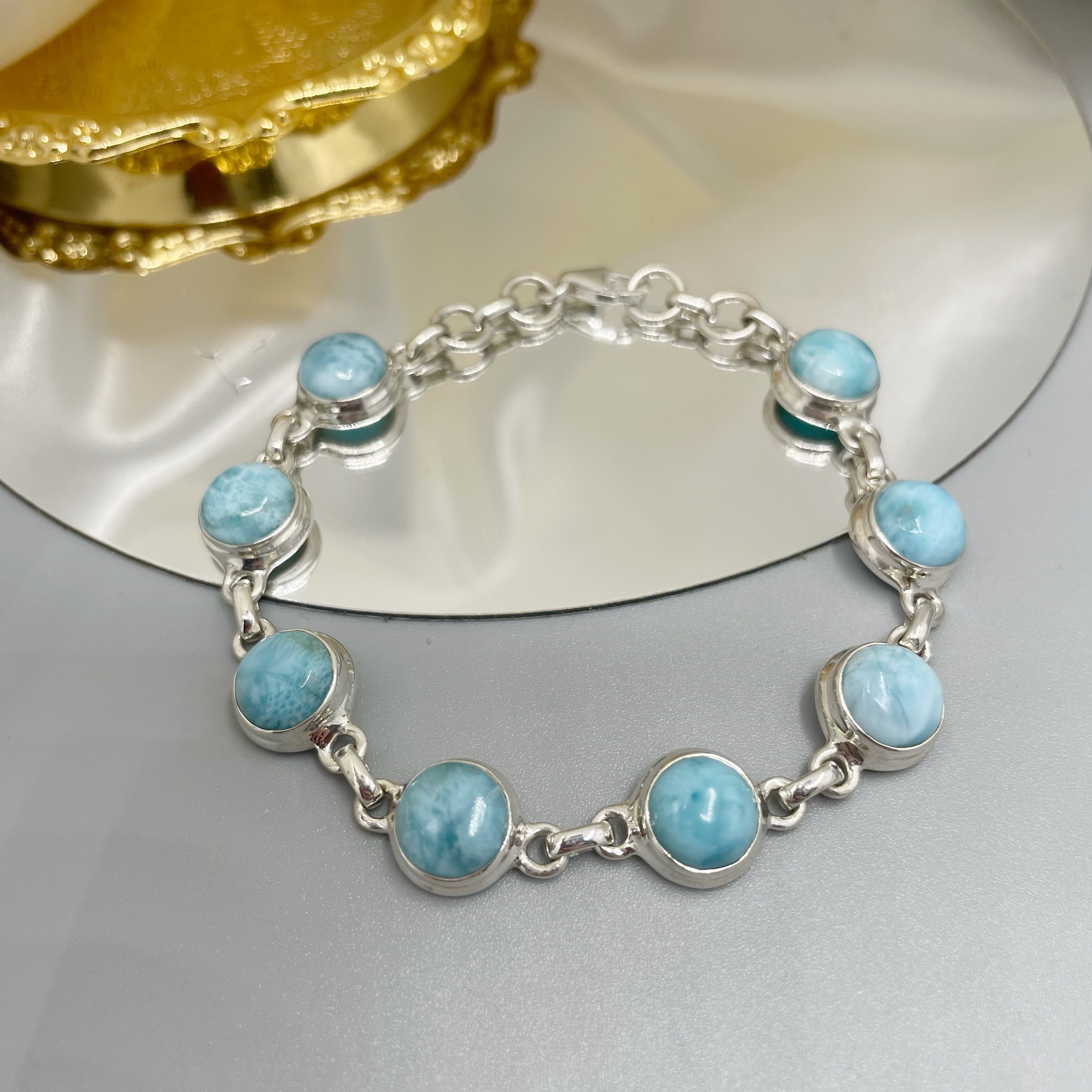 Bracciale Larimar e Argento 925 - tondo