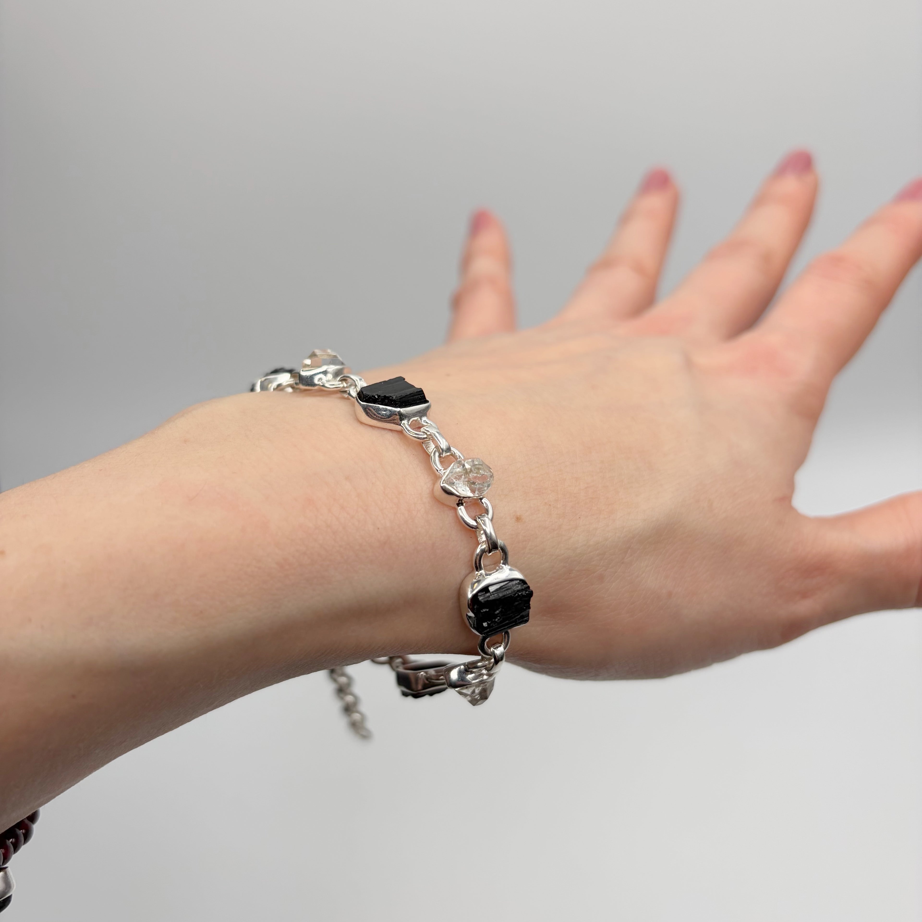 Bracciale Tormalina e Diamante Herkimer - Argento 925