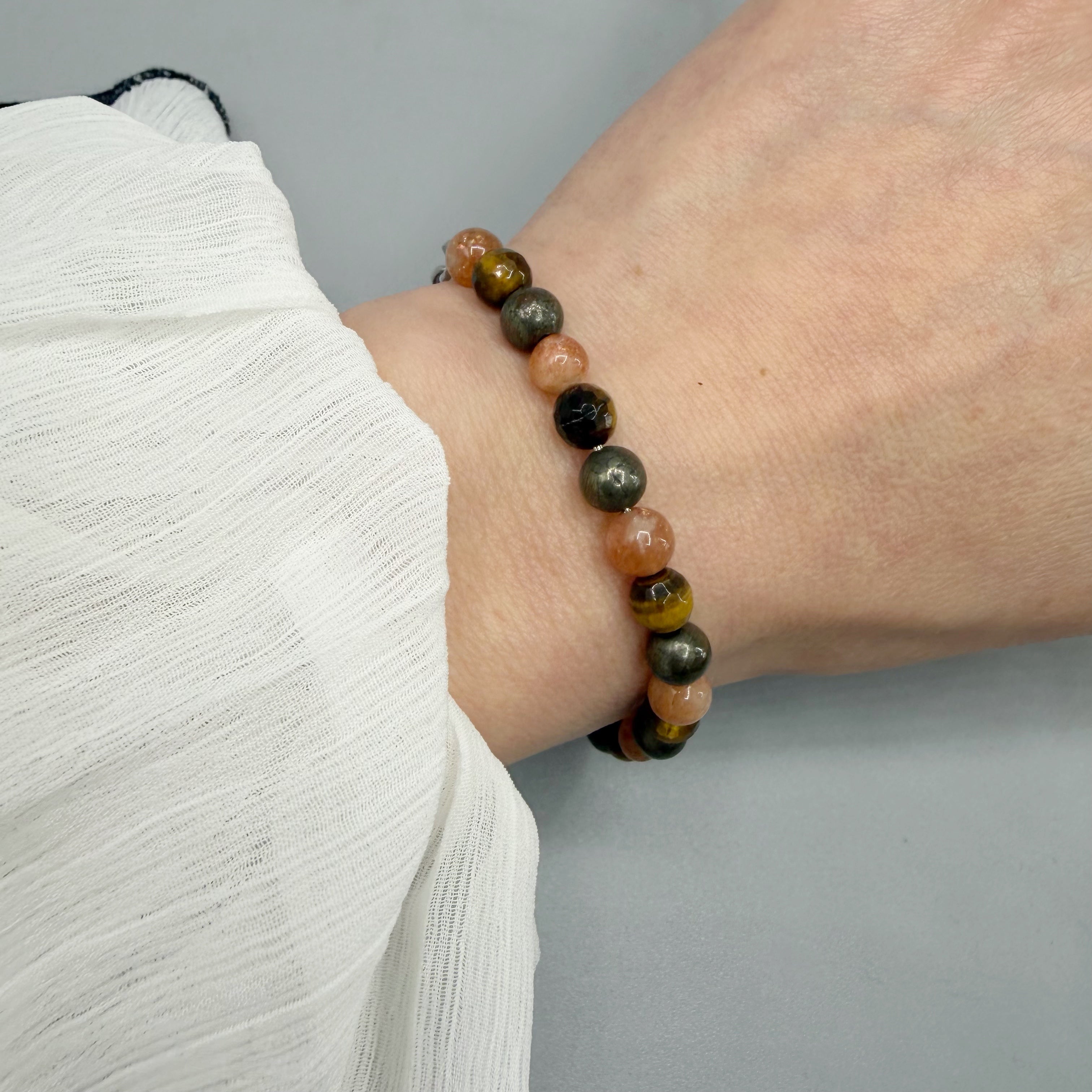 Bracciale Ricchezza - Pirite, Occhio di Tigre, Pietra del Sole - LIMITED EDITION