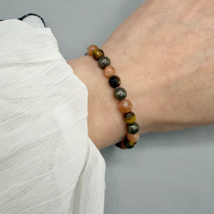 Bracciale Ricchezza - Pirite, Occhio di Tigre, Pietra del Sole - LIMITED EDITION