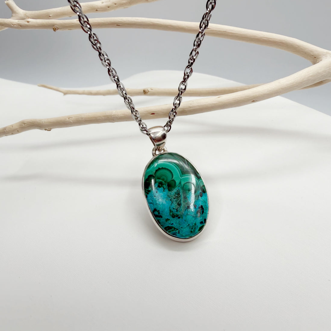 Ciondolo Malachite e Crisocolla | Argento 925