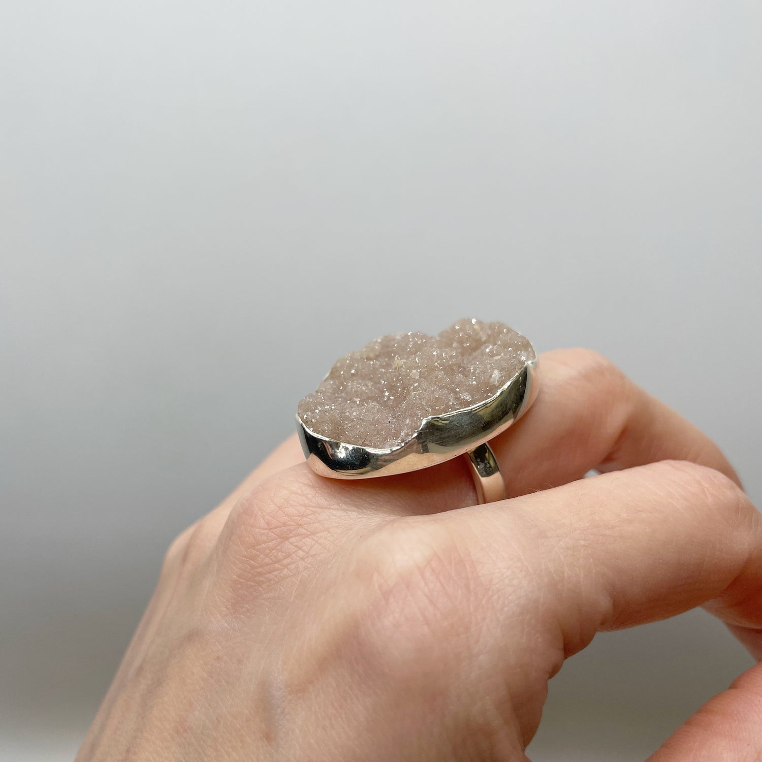 Anello Drusa di Ametista Rosa e Argento 925