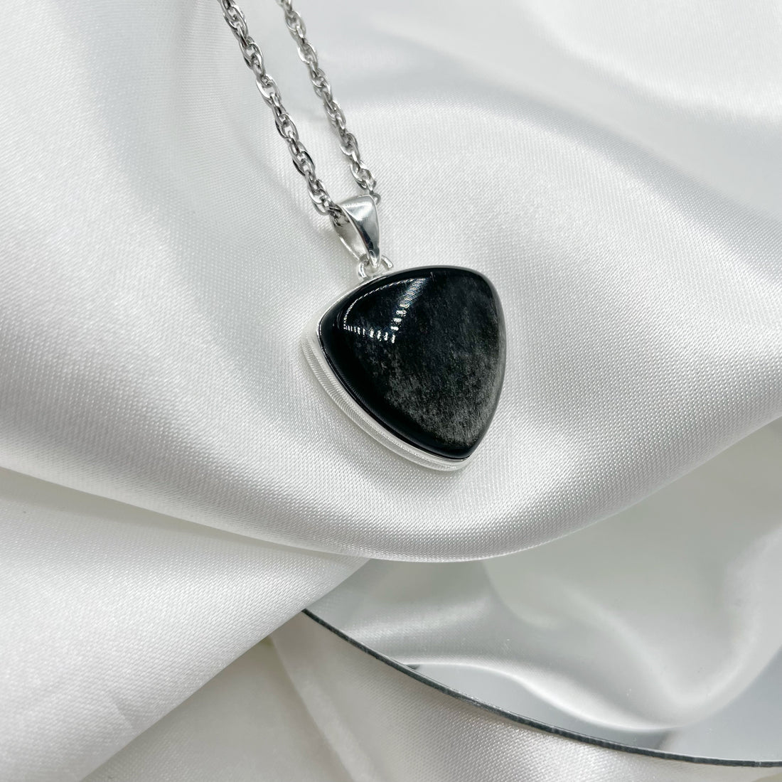 Ciondolo Ossidiana Triangolo - Argento 925