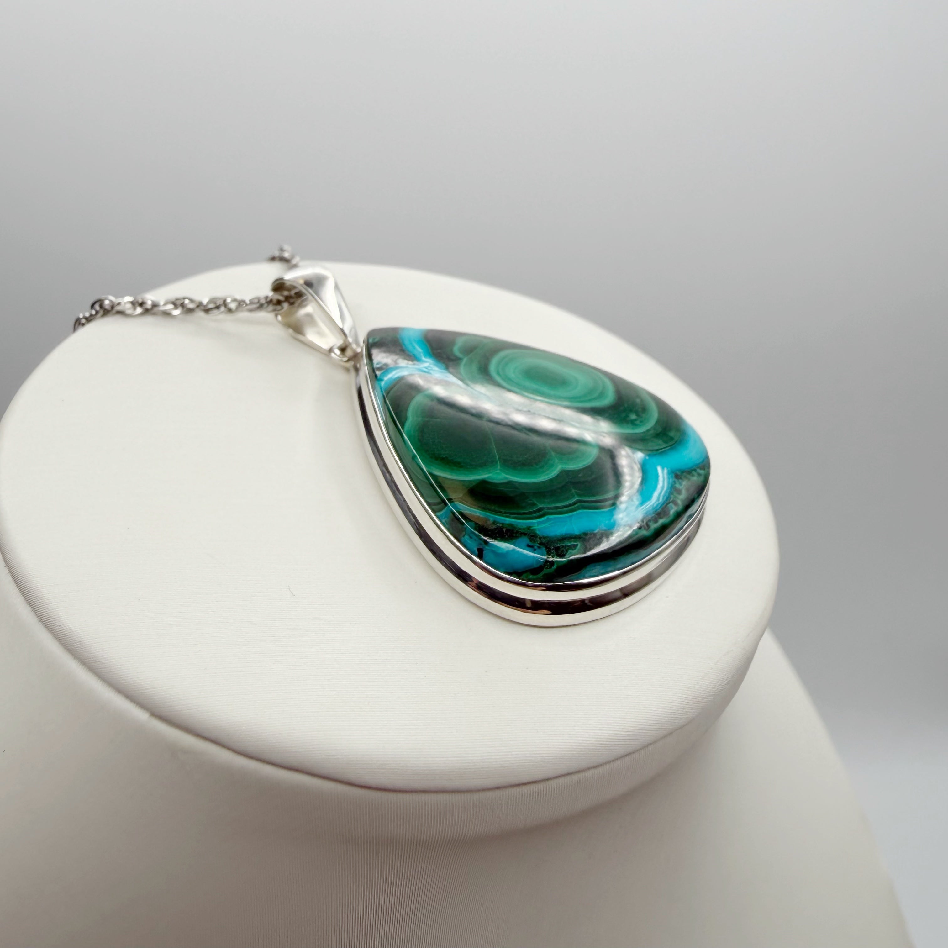 Ciondolo Malachite e Crisocolla Argento 925 - A Goccia