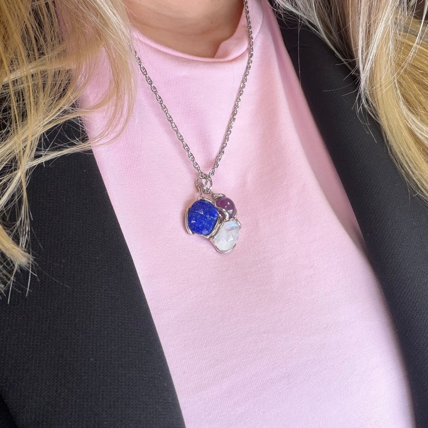 Ciondolo Lapislazzuli, Labradorite e Agata - Argento 925