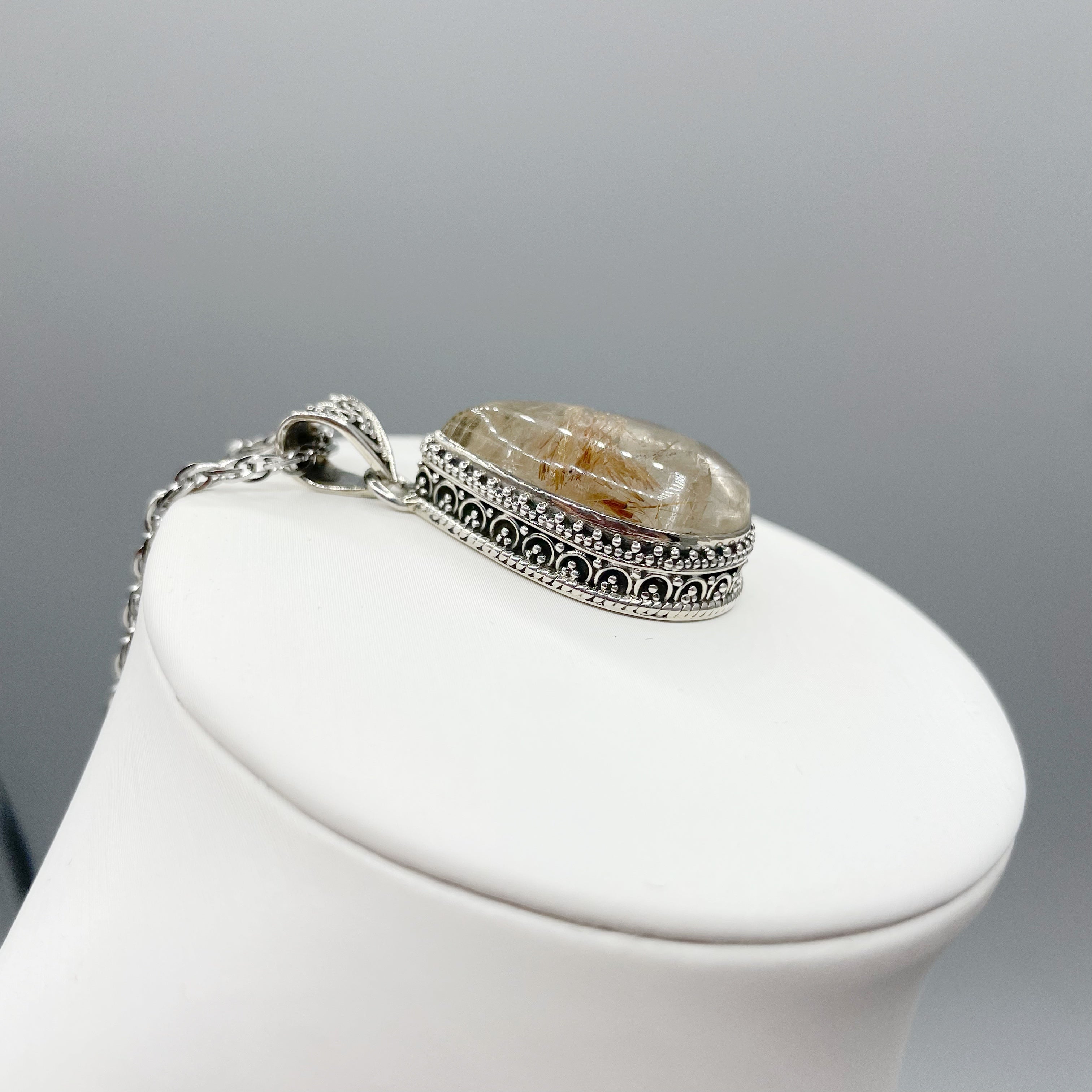 Ciondolo Quarzo Rutilato Dorato - Argento 915 - A Goccia
