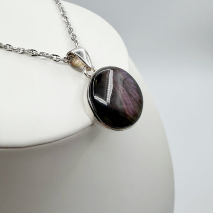 Ciondolo Labradorite Viola - Argento 925 Tondo