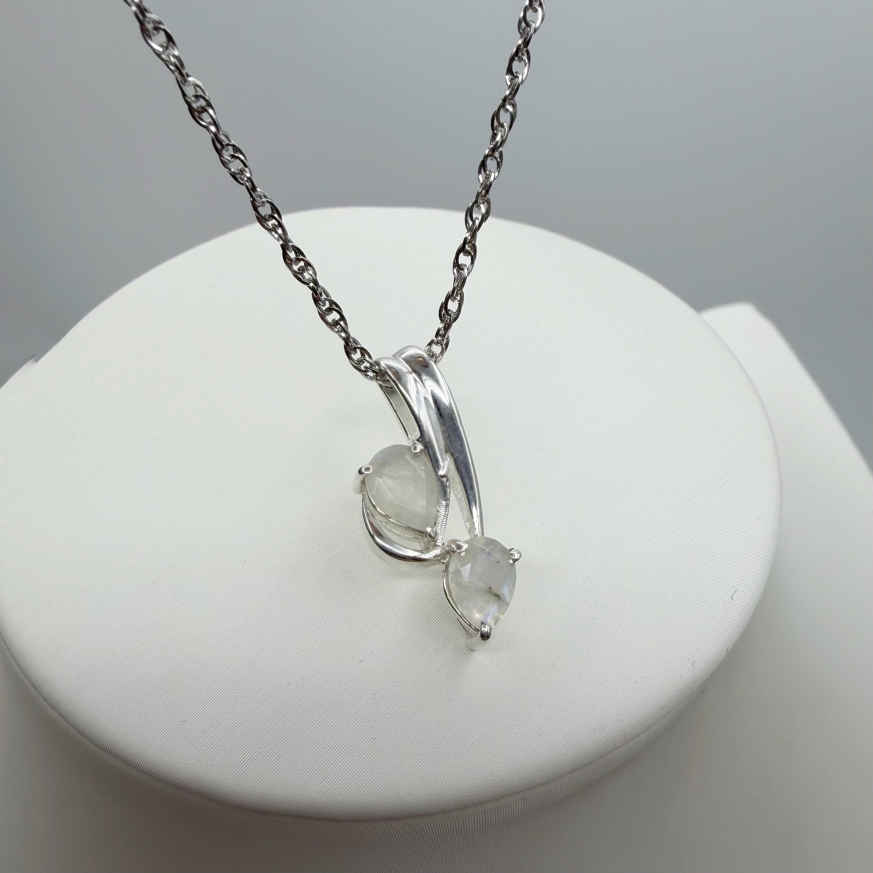 Ciondolo Double Labradorite Bianca - Argento 925