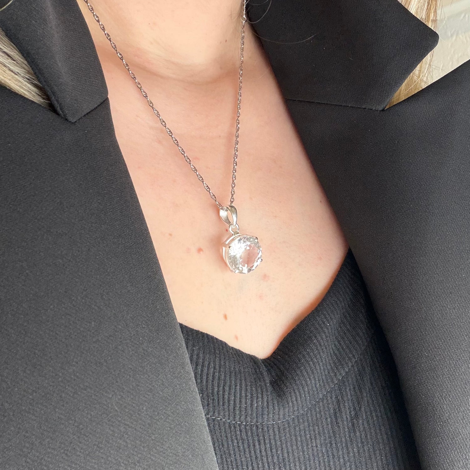 Ciondolo Cristallo di Rocca e Argento 925 - Tondo