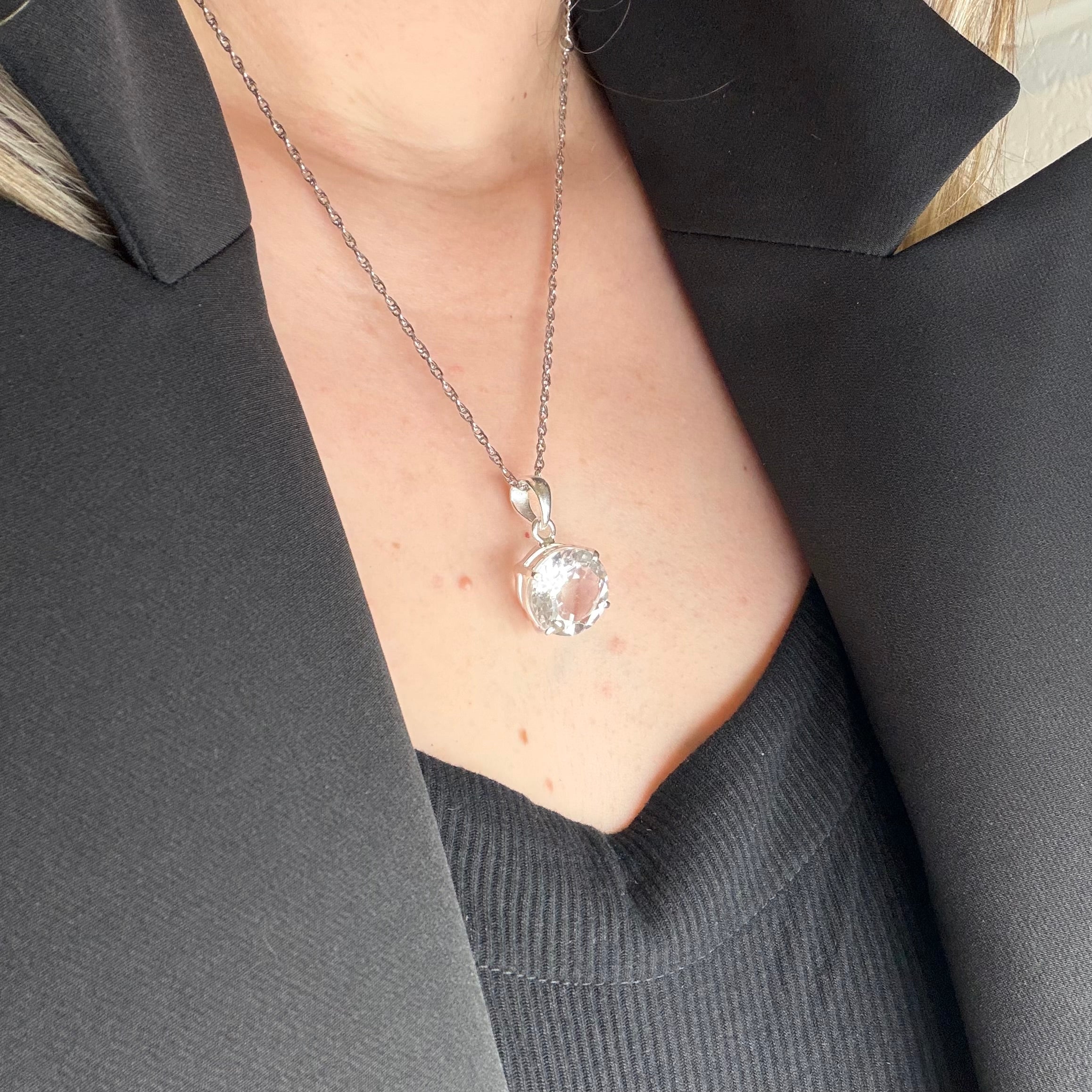 Ciondolo Cristallo di Rocca e Argento 925 - Tondo