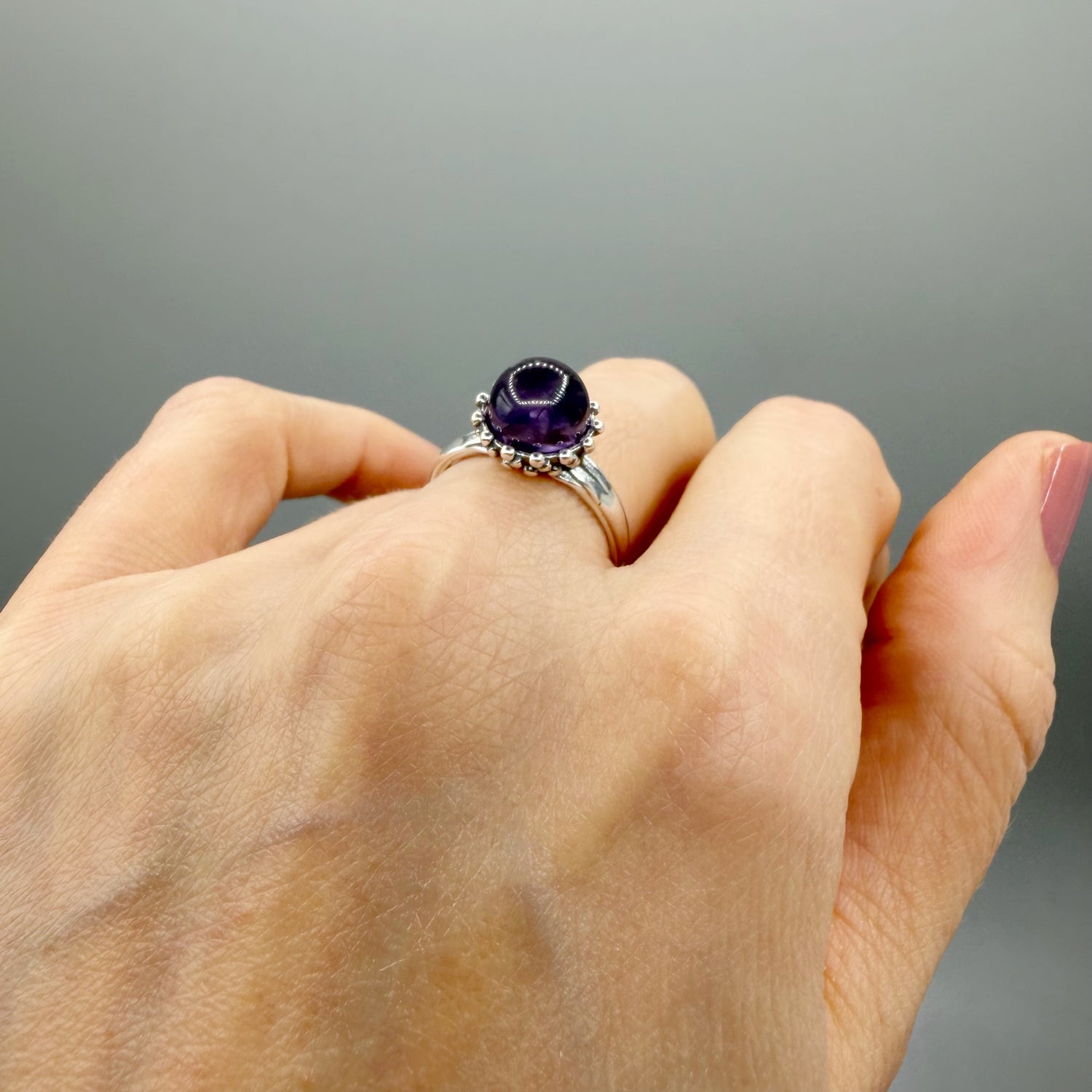 Anello Ametista - Argento 925 - Sfera
