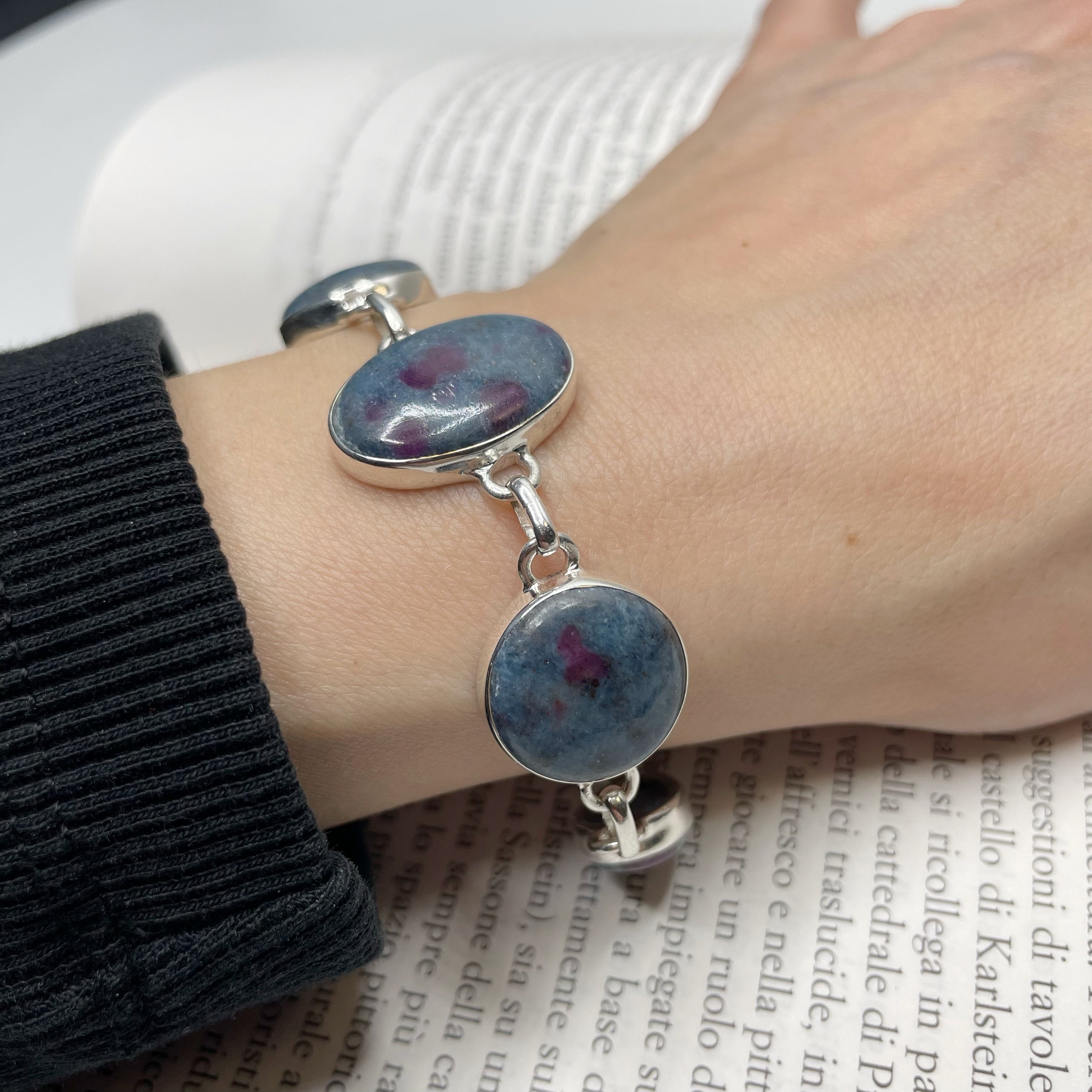 Bracciale Rubino in Cianite - Argento 925 - Ovale