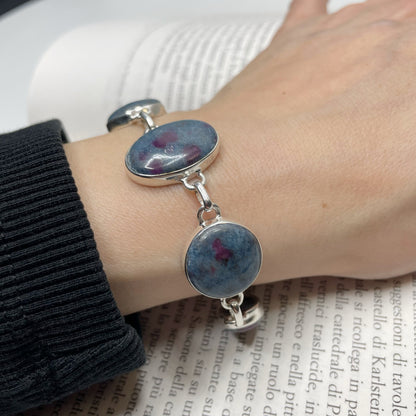 Bracciale Rubino in Cianite - Argento 925 - Ovale