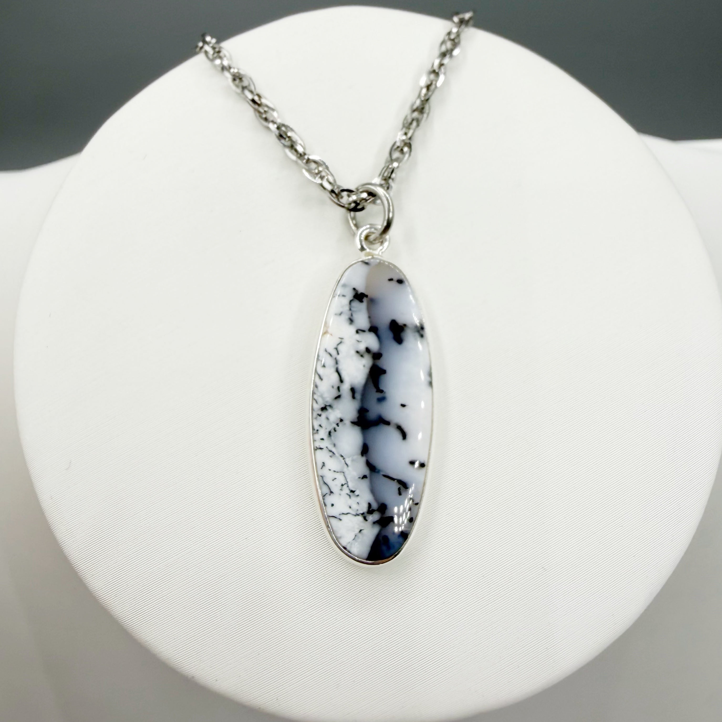 Ciondolo Opale Dendritico e Argento 925 - Ovale- DA PUBBLICARE