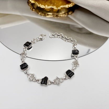 Bracciale Tormalina e Diamante Herkimer - Argento 925
