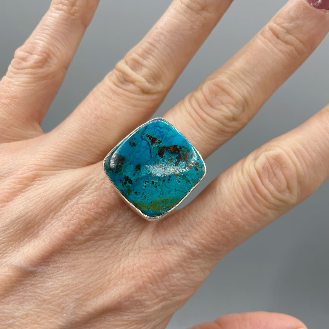 Anello Shattuckite e Argento 925 - Quadrato