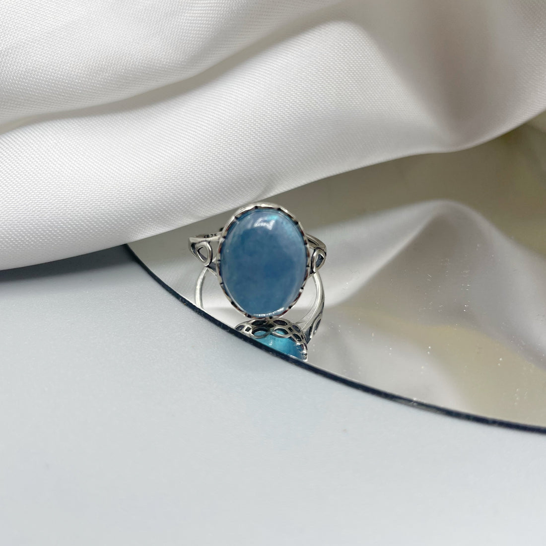 Anello Acquamarina Ovale - Argento 925