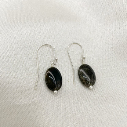 Orecchini Ossidiana dorata - Argento 925