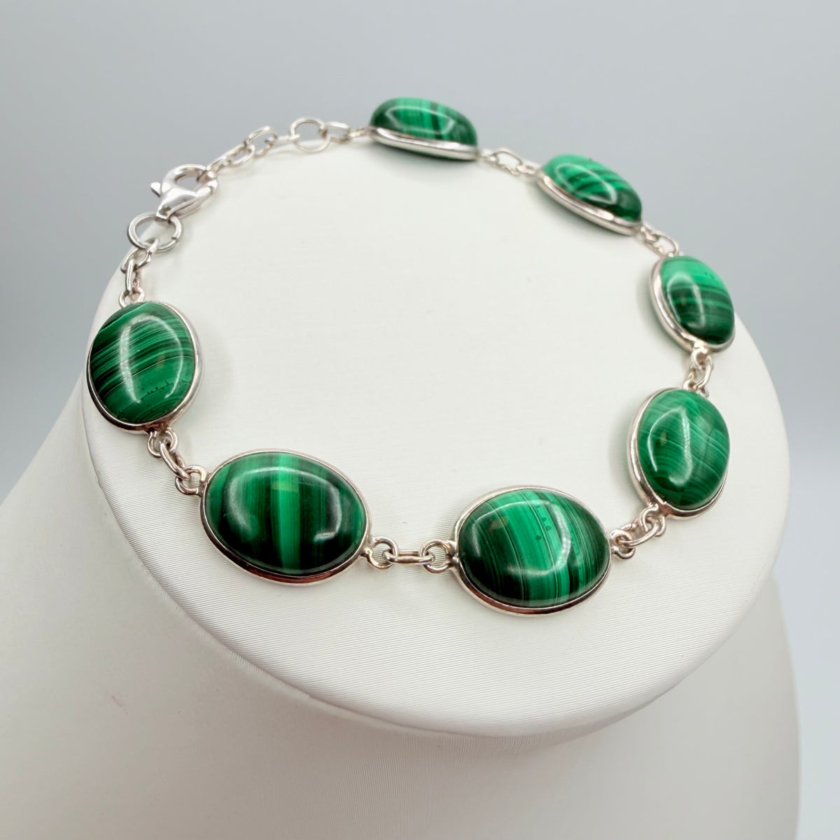 Bracciale Malachite e Argento 925 - Ovale