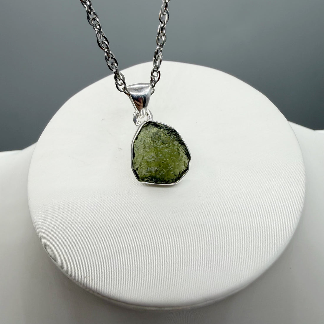Ciondolo Moldavite Grezza - Argento 925