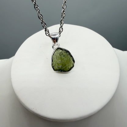 Ciondolo Moldavite Grezza - Argento 925