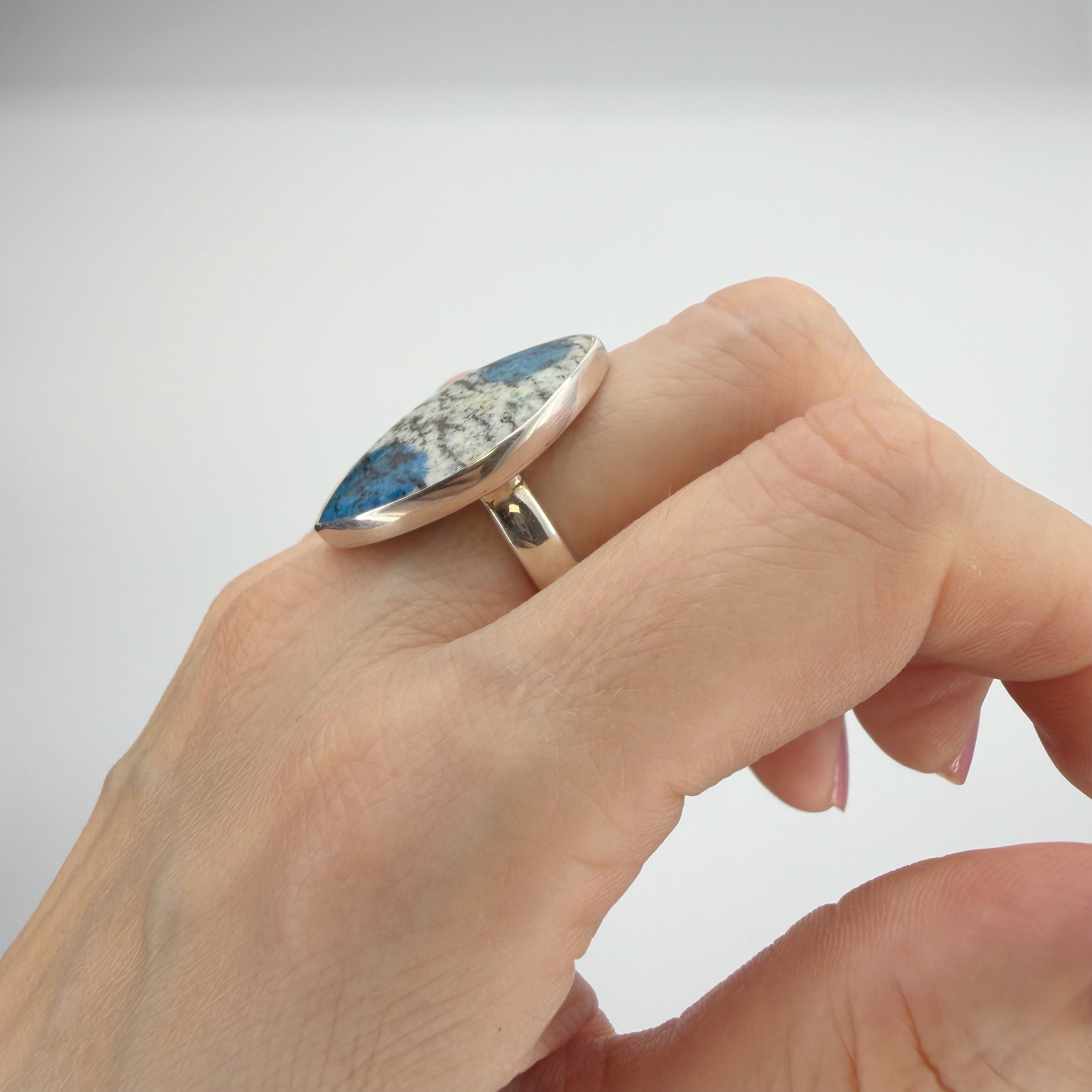 Anello Azzurrite in Granito (K2) e Argento 925