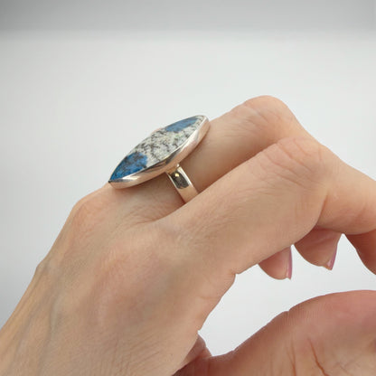 Anello Azzurrite in Granito (K2) e Argento 925