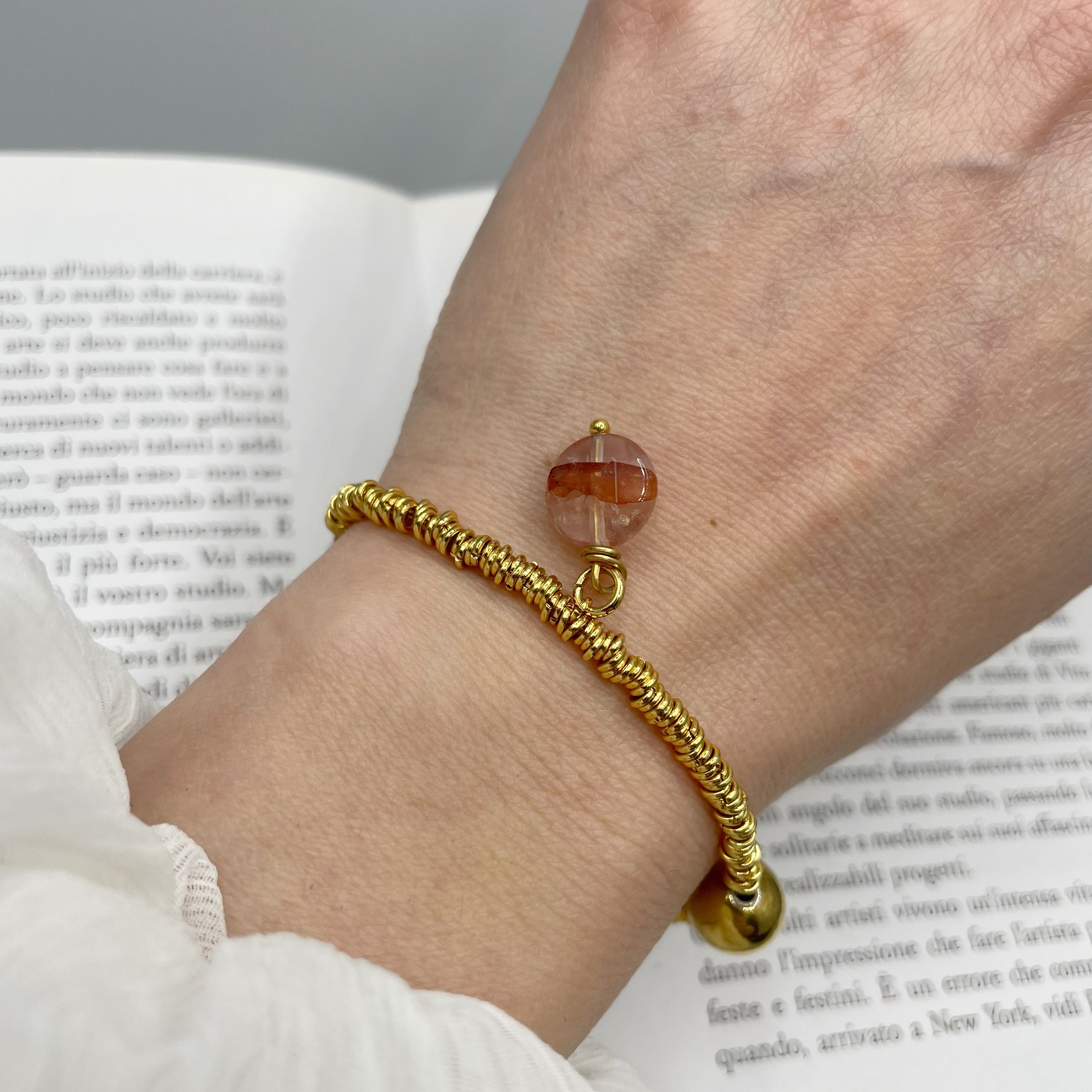 Bracciale Salute e Benessere Gold - Quarzo Ematoide e Bronzite
