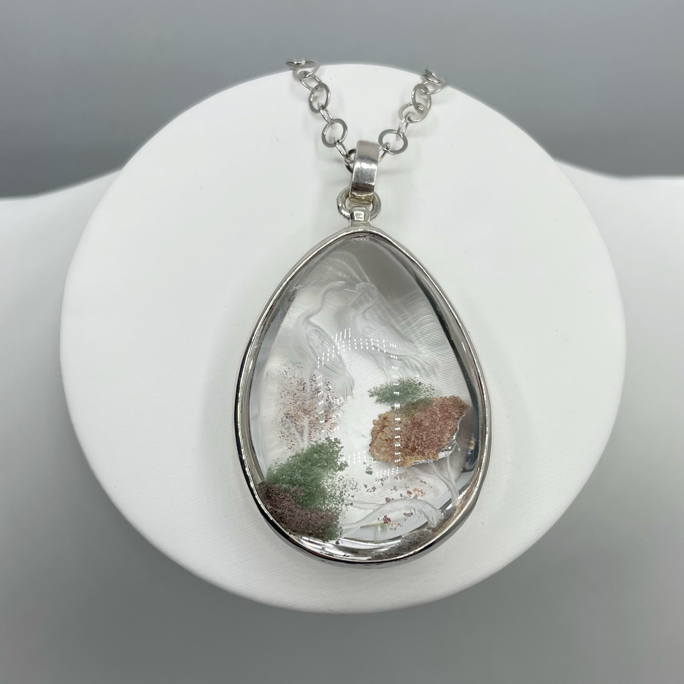 Ciondolo Lodolite intarsiato a Mano - Argento 925