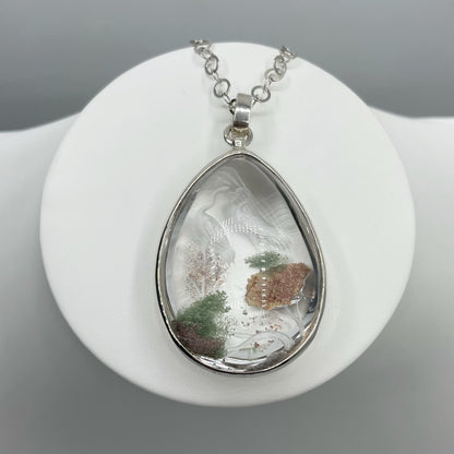 Ciondolo Lodolite intarsiato a Mano - Argento 925