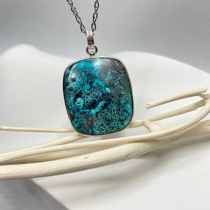 Ciondolo Crisocolla con Albero della Vita - Argento 925