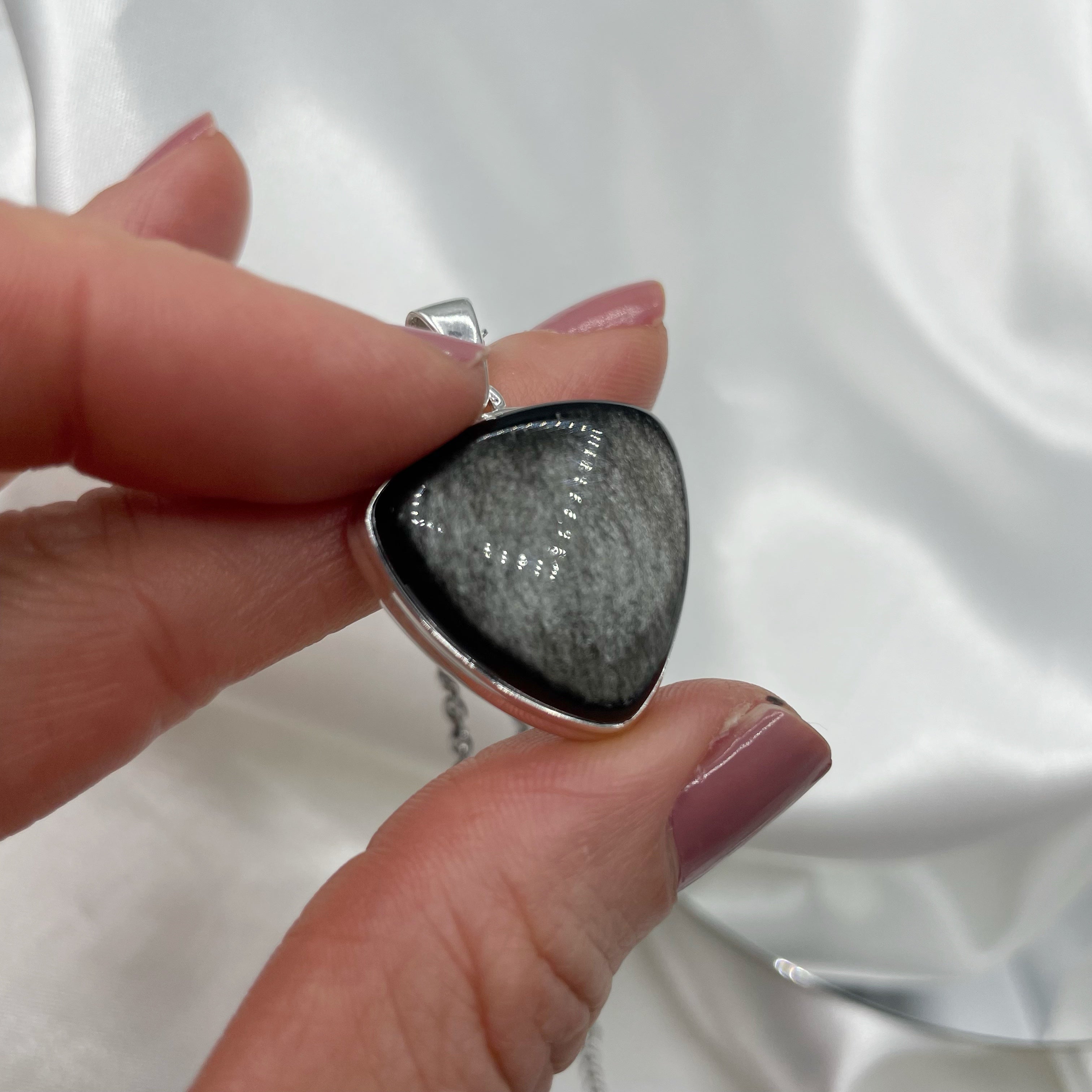 Ciondolo Ossidiana Triangolo - Argento 925