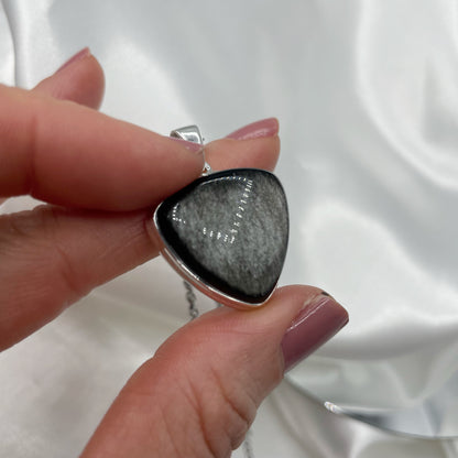 Ciondolo Ossidiana Triangolo - Argento 925