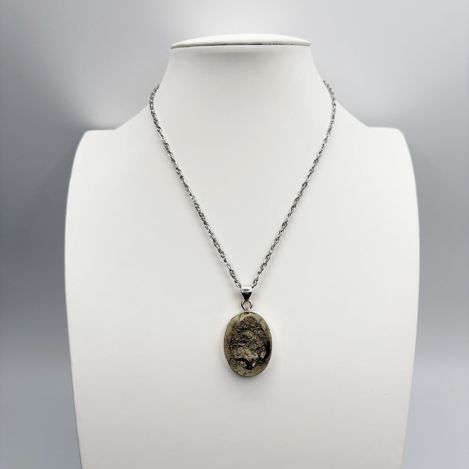 Ciondolo Pirite Grezza - Argento 925 - Ovale