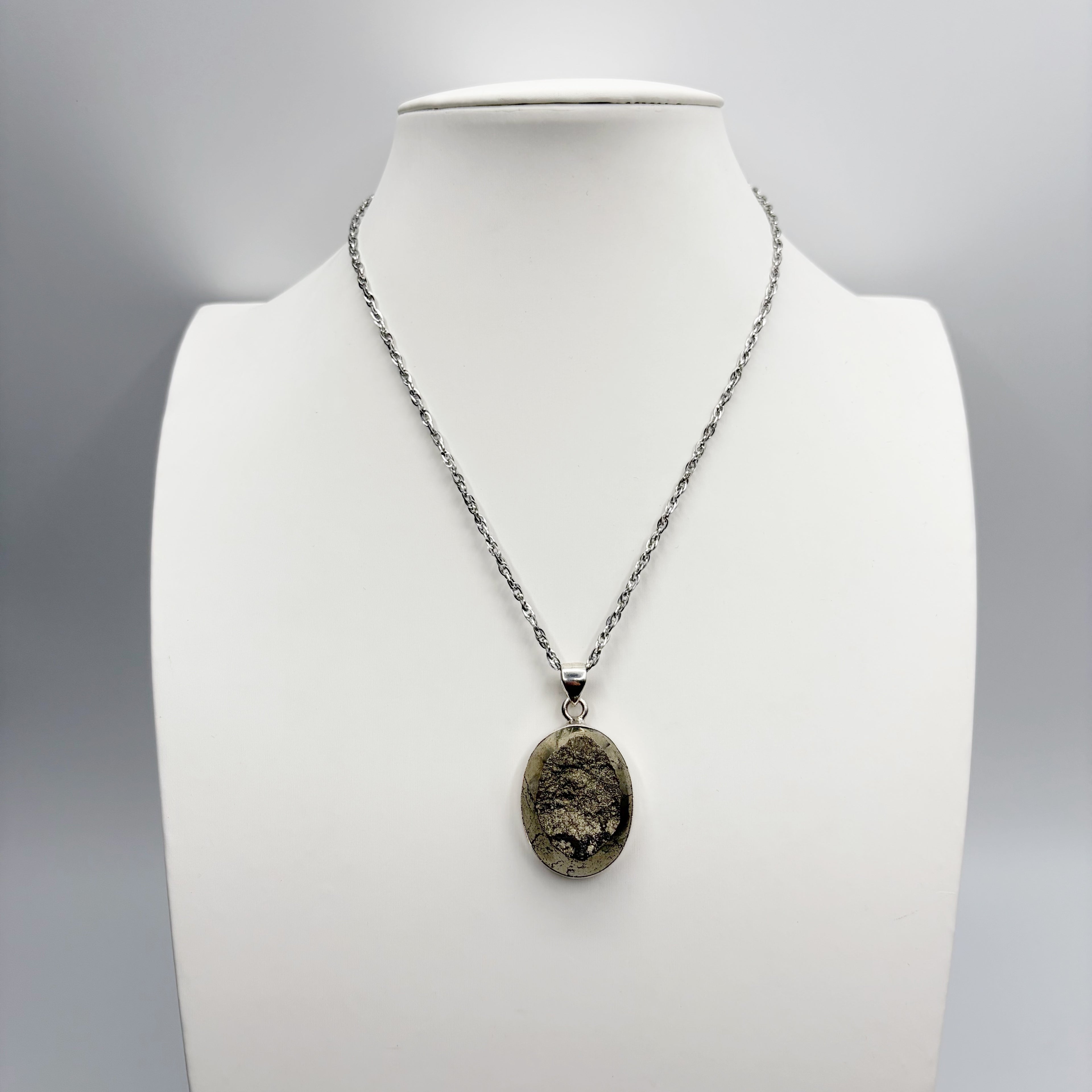 Ciondolo Pirite Grezza - Argento 925 - Ovale
