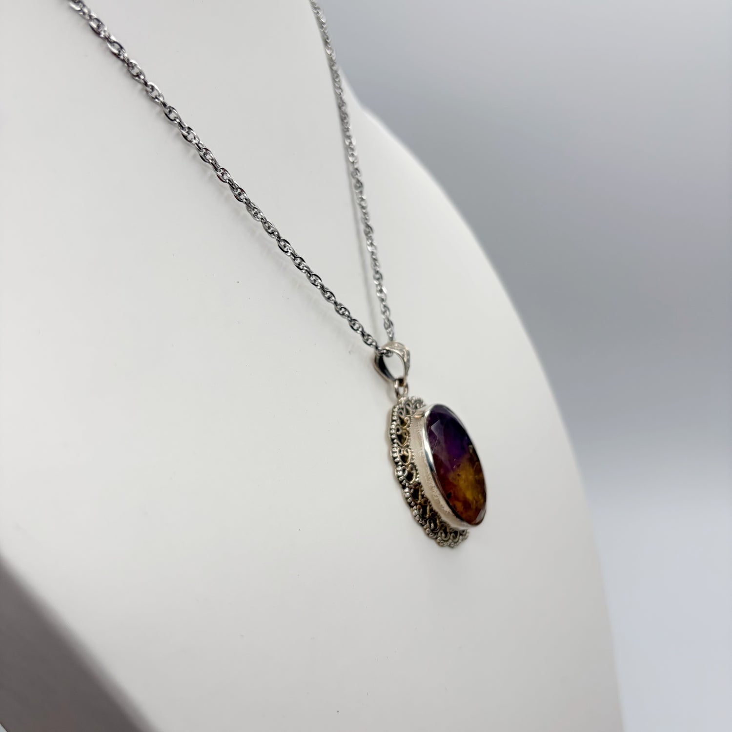 Ciondolo Ametrino Naturale Sfaccettata - Argento 925