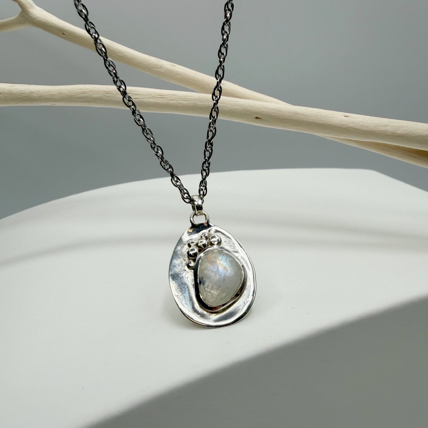 Ciondolo Diadema Labradorite Bianca - Argento 925